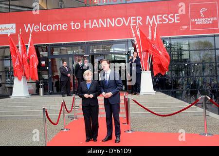 Angela Merkel und Mark Rutte bei der Eröffnungsfeier der Hannover Messe 2014 im Kuppelsaal. Hannover, 06.04.2014 Stock Photo