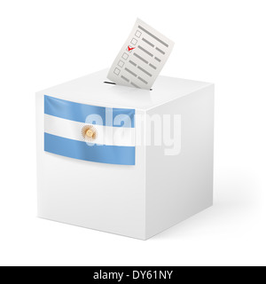 Election in Argentina: ballot box with voting paper on white background Stock Photo