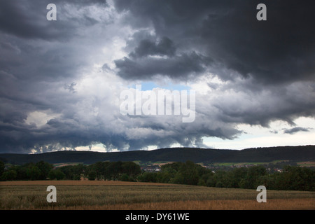 Thunderclouds over the Weser Hills, Lower Saxony, Germany Stock Photo