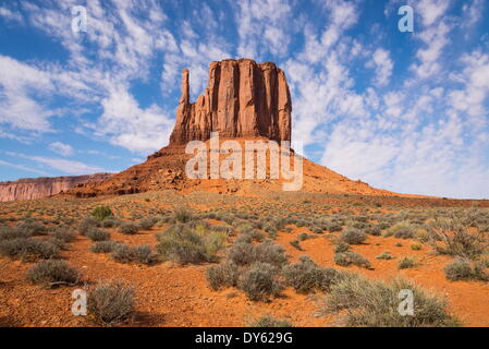 Monument Valley, West Mitten Butte, from Wildcat Trail, Arizona, United States of America, North America Stock Photo