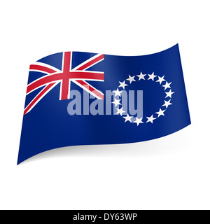 Flag of Cook Islands. National coat-of-arms and British flag on blue background Stock Photo