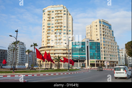 TANGIER, MOROCCO - MARCH 22, 2014: Modern buildings on Avenue Mohammed VI in new part of Tangier city, Morocco Stock Photo