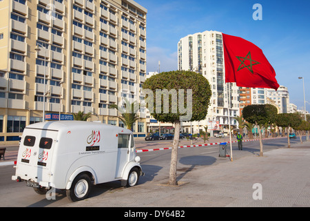 TANGIER, MOROCCO - MARCH 22, 2014: Street view of avenue Mohammed VI in new part of Tangier city, Morocco Stock Photo