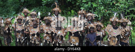 Group photo with children with black smeared faces, Ati Atihan Festival, Kalibo, Aklan, Western Visayas Region, Panay Island, Ph Stock Photo