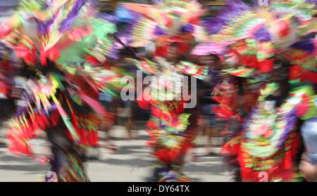 People in motion, Ati Atihan Festival, Kalibo, Aklan, Western Visayas Region, Panay Island, Philippines Stock Photo