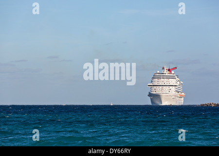 The Carnival Dream cruise ship entering the harbor Nassau, Bahamas, Caribbean Stock Photo