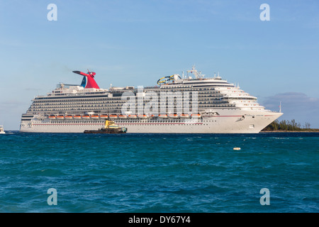 The Carnival Dream cruise ship entering the harbor Nassau, Bahamas, Caribbean Stock Photo