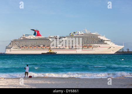 The Carnival Dream cruise ship entering the harbor Nassau, Bahamas, Caribbean Stock Photo