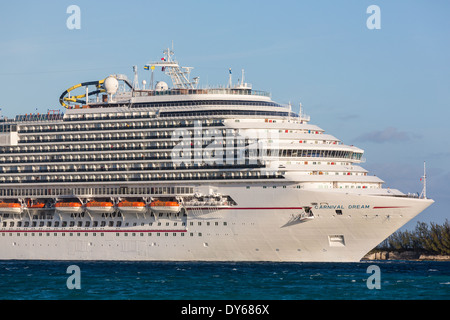 The Carnival Dream cruise ship entering the harbor Nassau, Bahamas, Caribbean Stock Photo