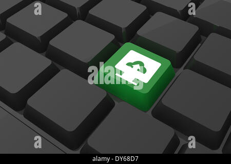 Composite image of computer screen on key Stock Photo