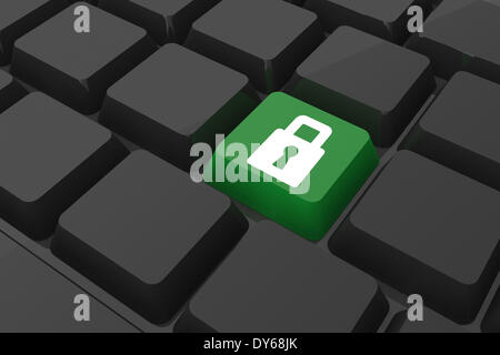 Composite image of lock on key Stock Photo