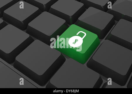Composite image of lock on key Stock Photo