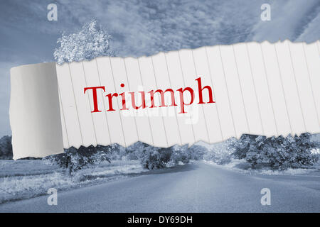 Triumph against warped road Stock Photo