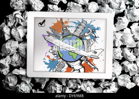 Composite image of global tourism concept on paint splashes Stock Photo