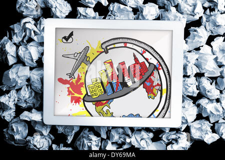 Composite image of global tourism concept on paint splashes Stock Photo