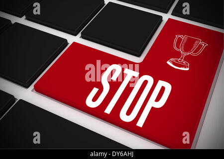 Stop on black keyboard with red key Stock Photo