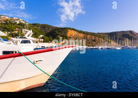 Javea Xabia fisherboats in port at Mediterranean Alicante of Spain Stock Photo