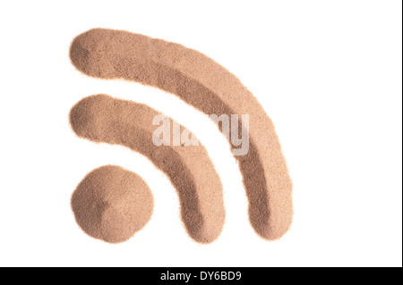symbol of signal transmission sculptured in sand Stock Photo