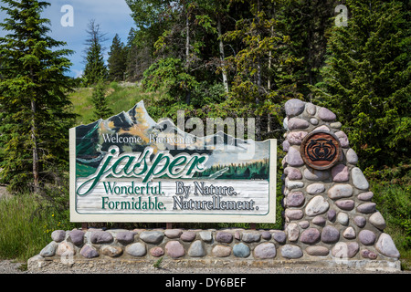 Welcome Entrance Sign At Jasper National Park Alberta Canada Photo Stock Photo Alamy