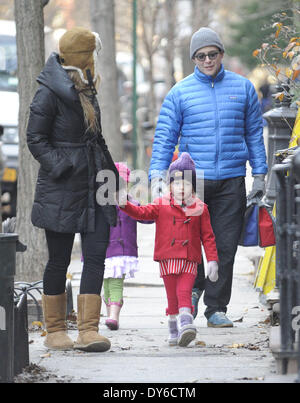 Matthew Broderick takes his twin daughters Marion and Tabitha Broderick to schoolFeaturing: Matthew Broderick,Marion Broderick,Tabitha Broderick Where: New York City New York USAWhen: 12 Dec 2012 Stock Photo