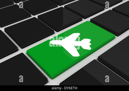 Composite image of airplane on key Stock Photo
