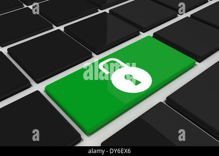 Composite image of lock on key Stock Photo