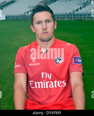 Simon Kerrigan poses in Lancashire's one-day kit at the pre-season photocall Stock Photo