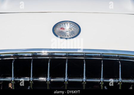 Chevy Corvette bonnet badge and grill. Stock Photo