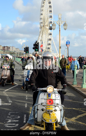 Mod scooters on Brighton seafront England UK Stock Photo