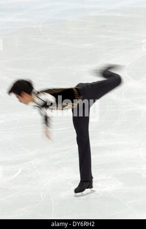 Michael Christian Martinez (PHI) competing in the Men's Short Program Figure Skating at the Olympic Winter Games, Sochi 2014 Stock Photo