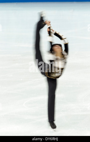 Michael Christian Martinez (PHI) competing in the Men's Short Program Figure Skating at the Olympic Winter Games, Sochi 2014 Stock Photo