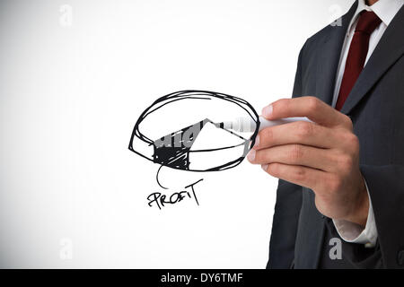 Composite image of businessman drawing pie chart Stock Photo