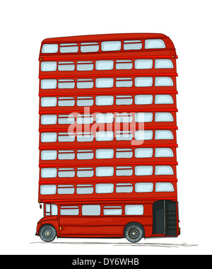 London bus, cartoon style drawing Stock Photo