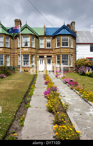 Houses in Port Stanley, the capital of the Falkland Islands. Stock Photo
