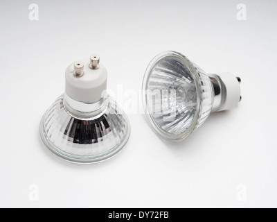 Two halogen lamps cut out isolated on white background Stock Photo