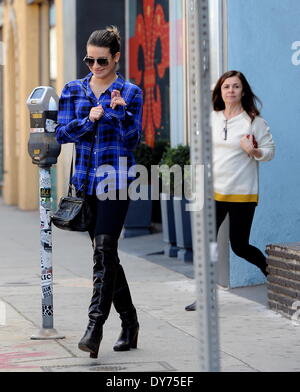 Glee star Lea Michele at a hair salon with her mother in West