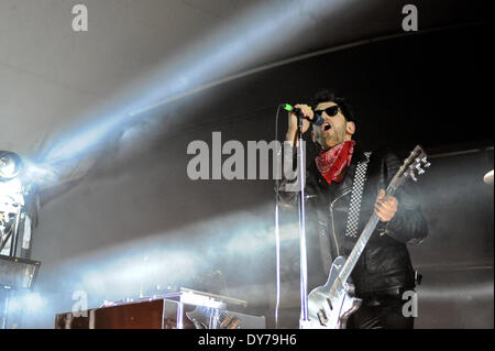 Austin, Texas, USA. 7th Apr, 2014. David Macklovitch aka 'Dave 1' of Chromeo performs in concert at Stubb's on April 7, 2014 in Austin, Texas. (Photo by Manuel Nauta/NurPhoto) © Manuel Nauta/NurPhoto/ZUMAPRESS.com/Alamy Live News Stock Photo