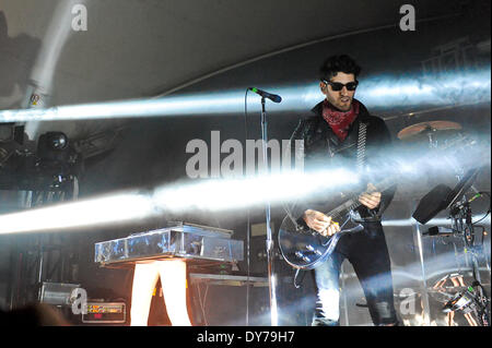 Austin, Texas, USA. 7th Apr, 2014. David Macklovitch aka 'Dave 1' of Chromeo performs in concert at Stubb's on April 7, 2014 in Austin, Texas. (Photo by Manuel Nauta/NurPhoto) © Manuel Nauta/NurPhoto/ZUMAPRESS.com/Alamy Live News Stock Photo