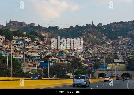 Barrios, slums of Caracas on the hillside, Caracas, Venezuela Stock Photo