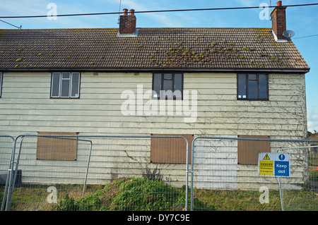 Boarded up council houses Stock Photo