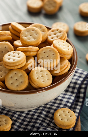 Healthy Peanut Butter Sandwich Crackers in a Bowl Stock Photo