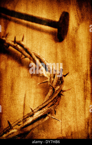 Holy cross, crown of thorns and nail.Easter and Good friday concept.Worship  God concept.The Jesus Christ crown of thorns nail and the holy cross. Stock  Photo | Adobe Stock