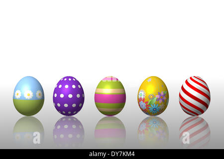 Easter eggs in a row Stock Photo