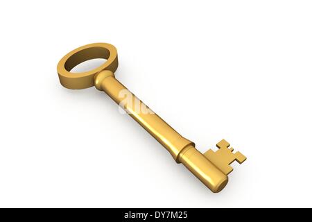 Digitally generated shiny gold key Stock Photo