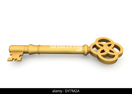 Digitally generated shiny gold key Stock Photo