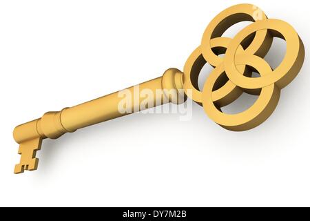 Digitally generated shiny gold key Stock Photo