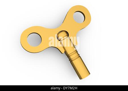 Digitally generated shiny gold key Stock Photo