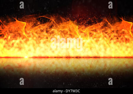Large flames on black background Stock Photo