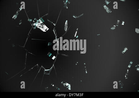 Shattered glass on black background Stock Photo