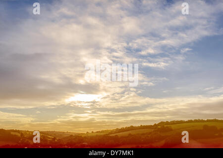 Scenic landscape with blue cloudy sky Stock Photo